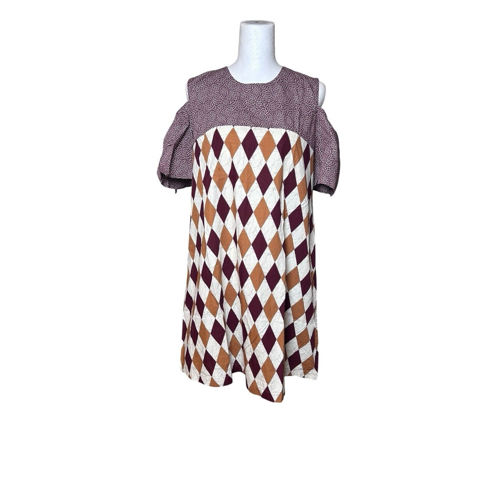 Batik Keris Cotton Dress Cold Shoulder Boho Print Size M - Picture 2 of 11